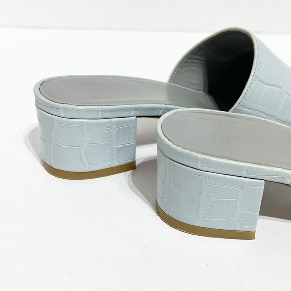 Maryam Nassir Zadeh Faux Croc Embossed Leather Block Heel Slides Sandals SZ 37. - Picture 8 of 12